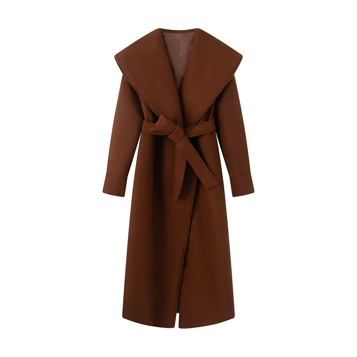 Women's Faux Wool Belted Coat | Turn-Down Collar, 3 Colors - White
