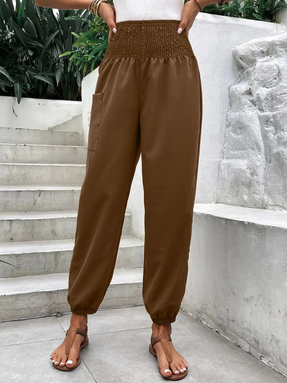 Women's Smocked High-Rise Joggers | Pockets, 3 Colors
