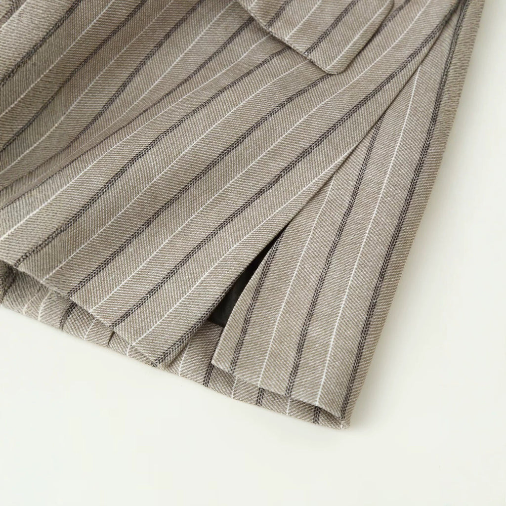 Women's Herringbone Belted Suit Jacket | Single-Breasted, Stripe