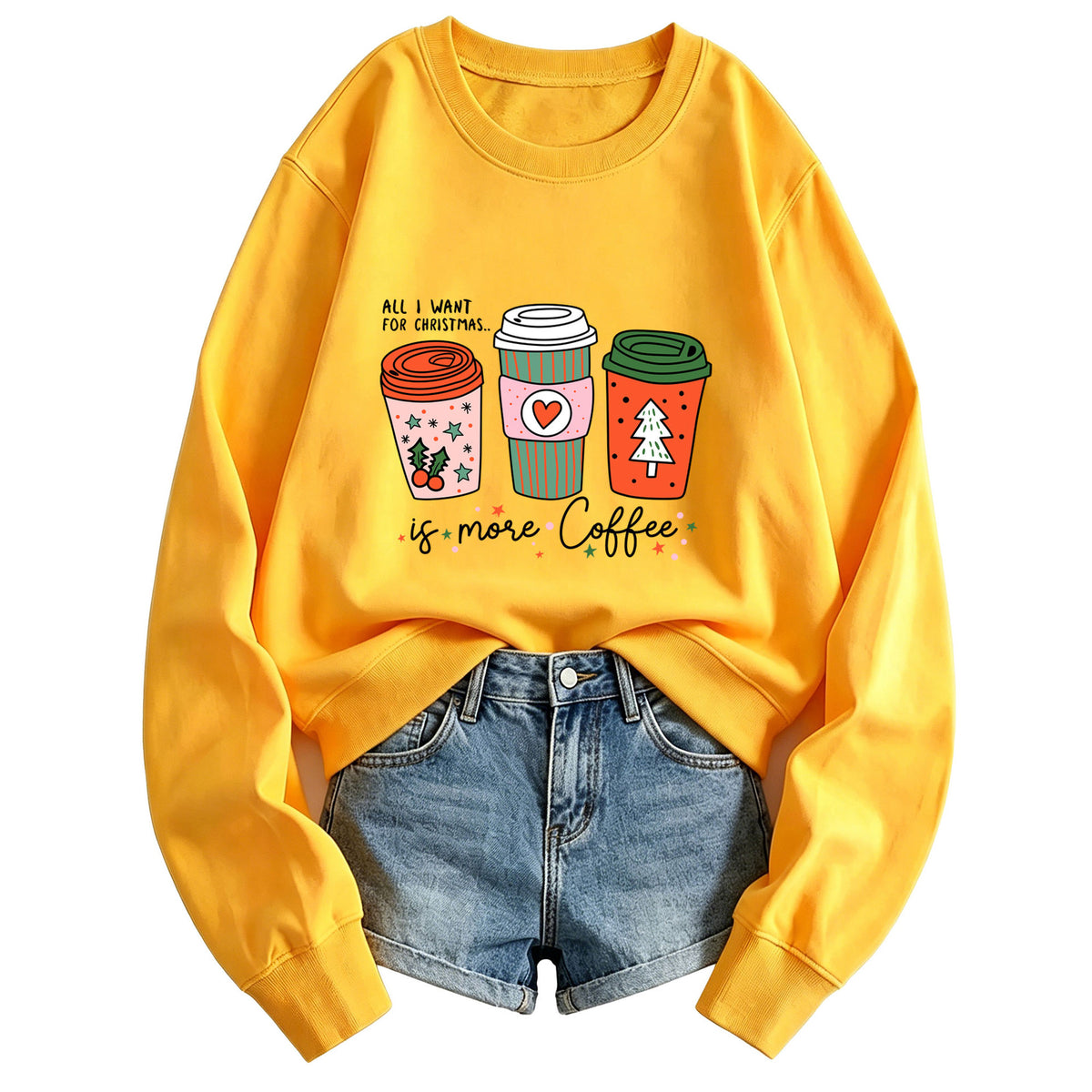 Women's Coffee Cup Print Hoodie | Cotton Blend, 10 Colors