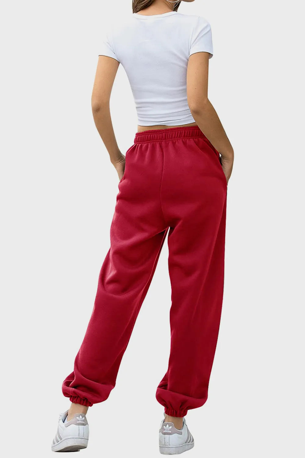 Women's High-Waist Drawstring Joggers | Pockets, Navy/Olive/Pink - Army Green