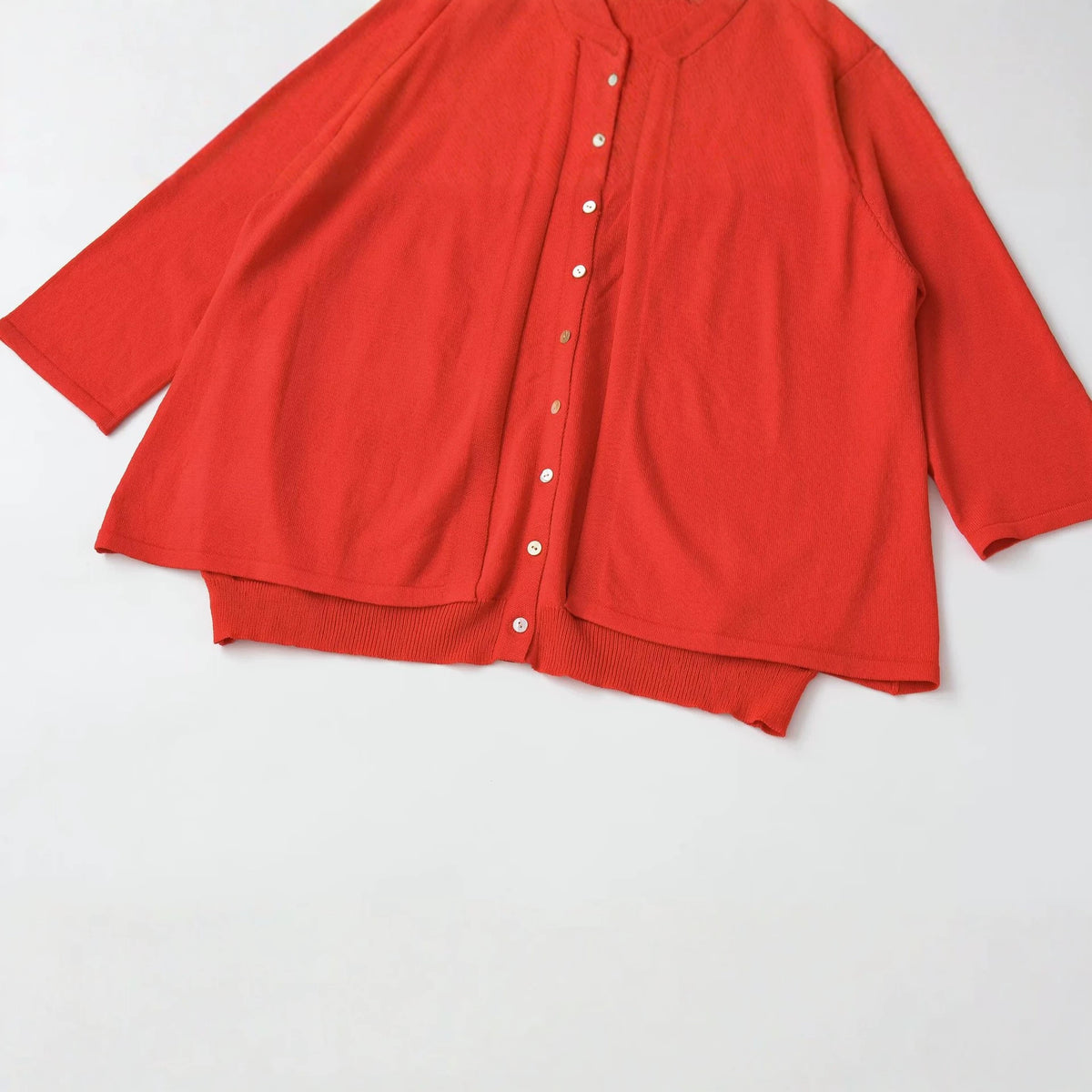 Women's Double-Layer Knit Sweater Jacket | Crew Neck, Red