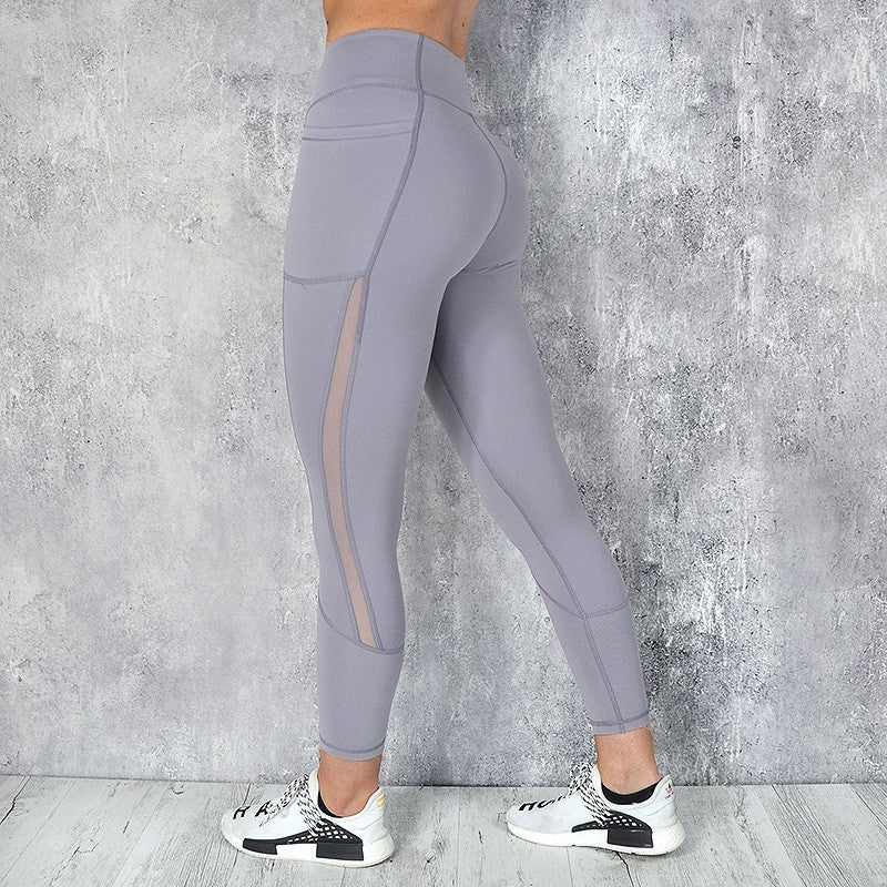 Women's High Waist Mesh Yoga Leggings | Pockets, 3 Colors