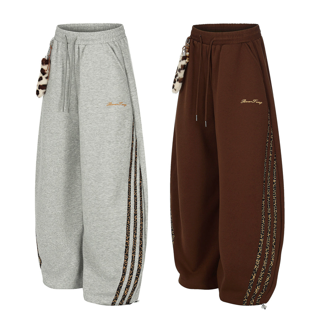 Women's Leopard Print Patchwork Cargo Pants | Cotton, Mid-Rise