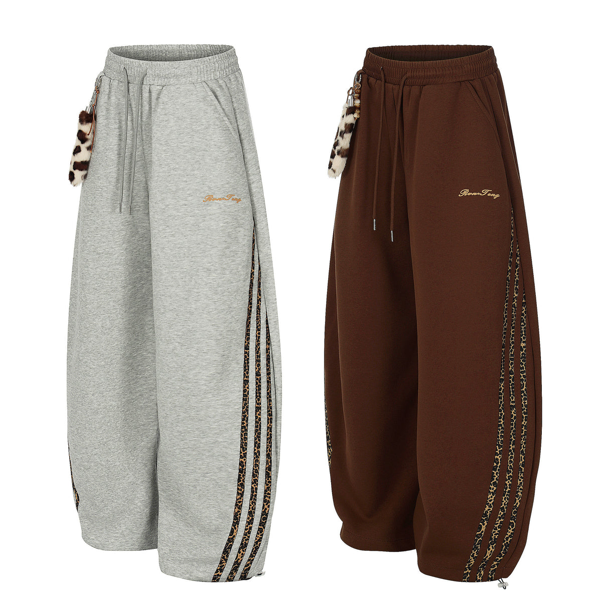 Women's Leopard Print Patchwork Cargo Pants | Cotton, Mid-Rise