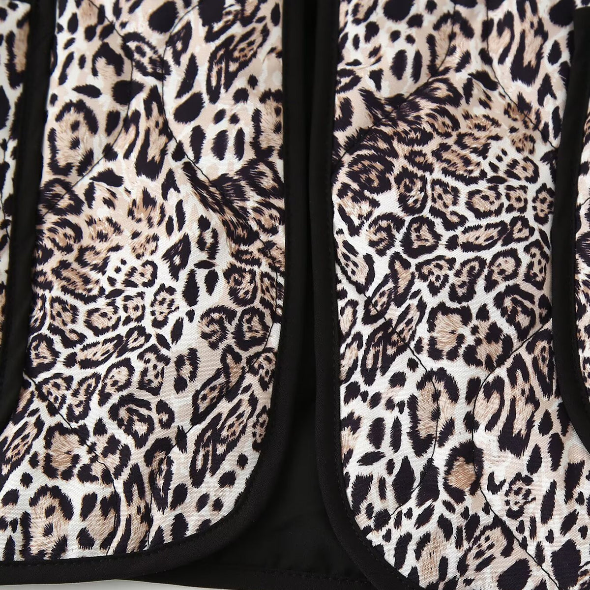 Women's Leopard Print Coat | Microfiber Fill, Round Neck, Long Sleeve