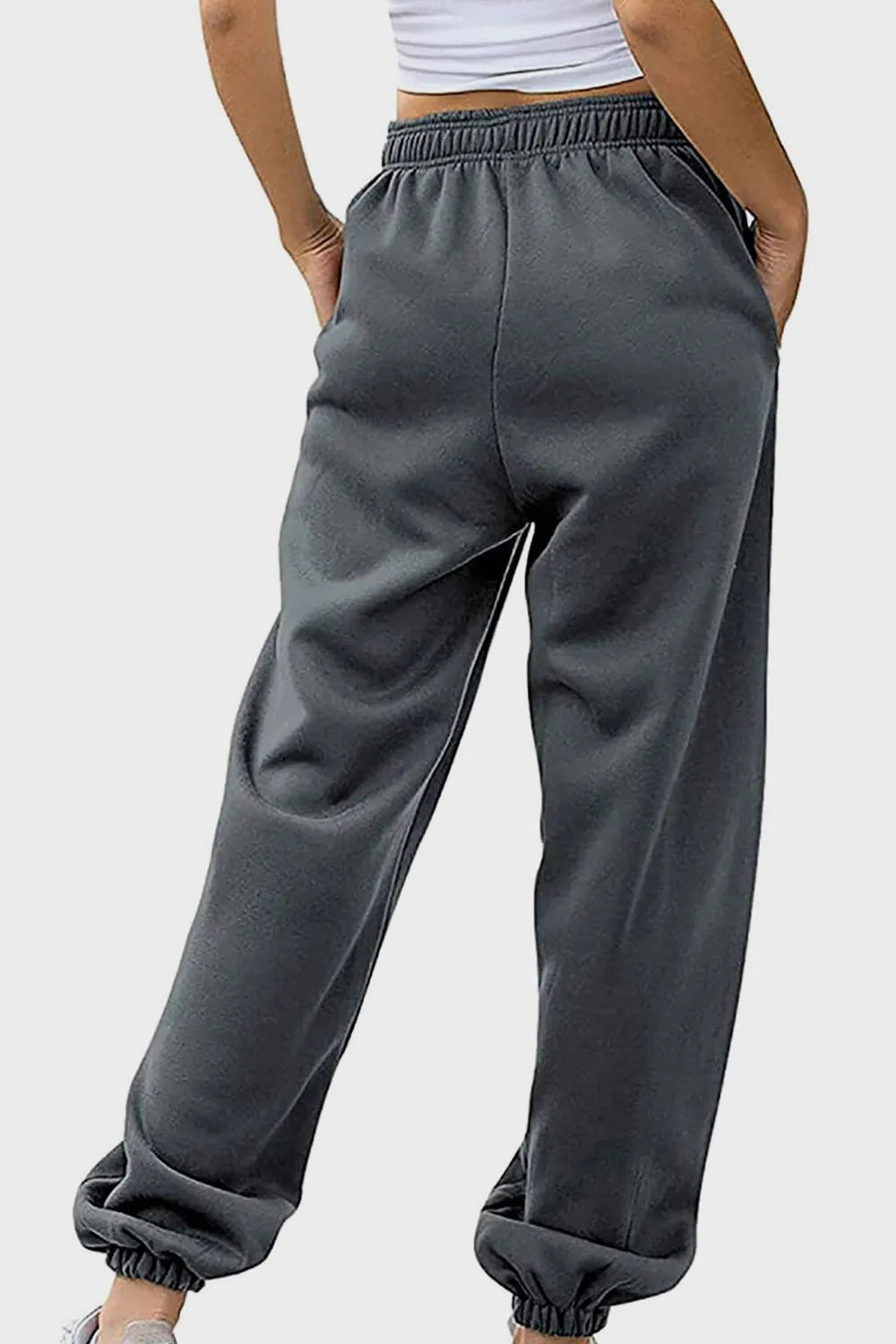 Women's High-Waist Drawstring Joggers | Pockets, Black/Gray/Tan