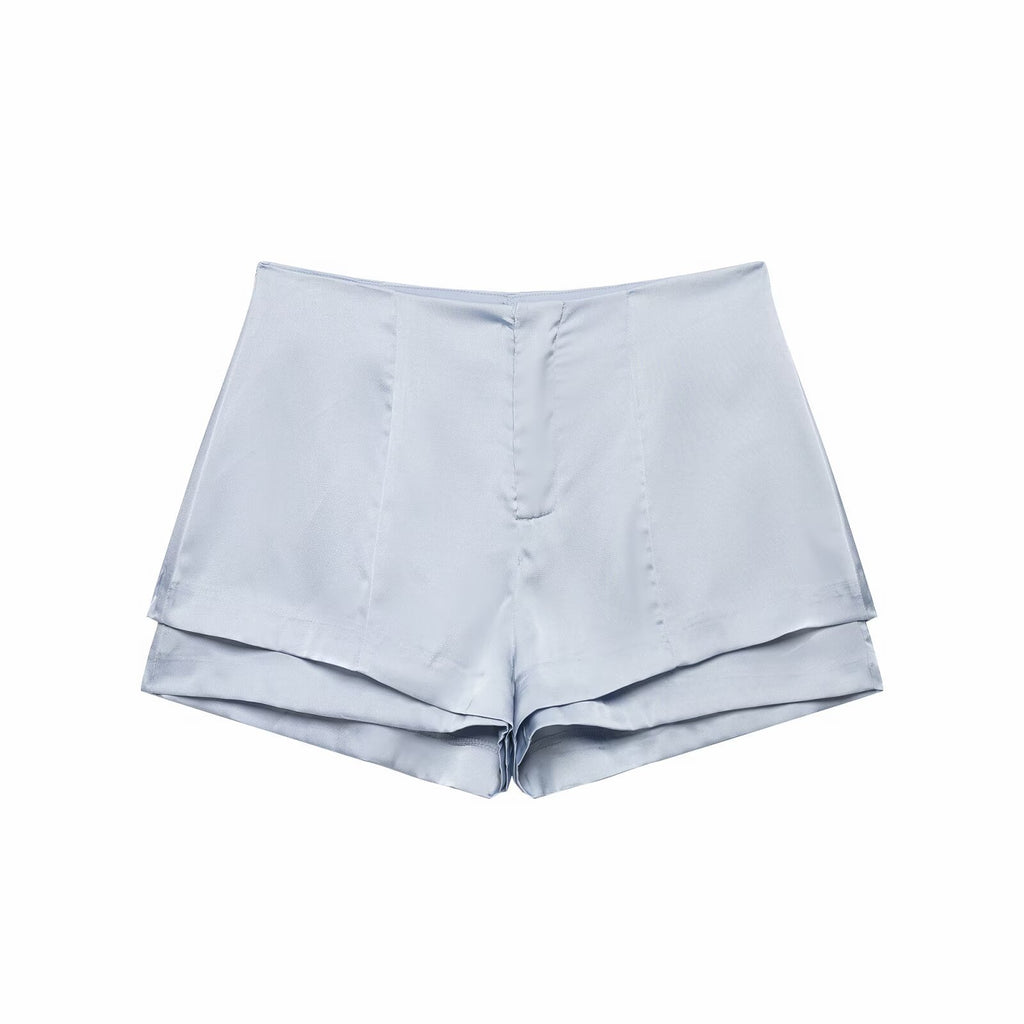 Women's Square Collar Jacket & Shorts Set | Light Blue