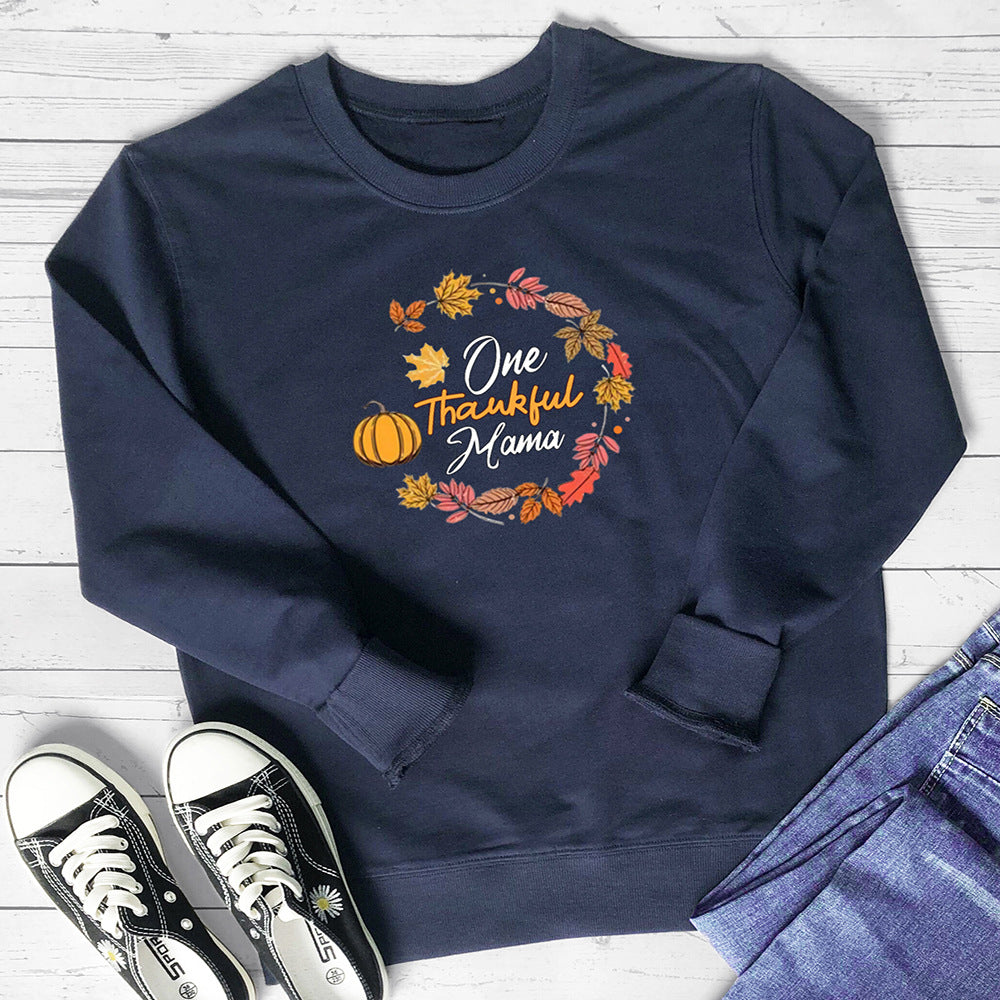 Women's Pumpkin Letter Print Hoodie | Cotton, Loose Fit, 8 Colors