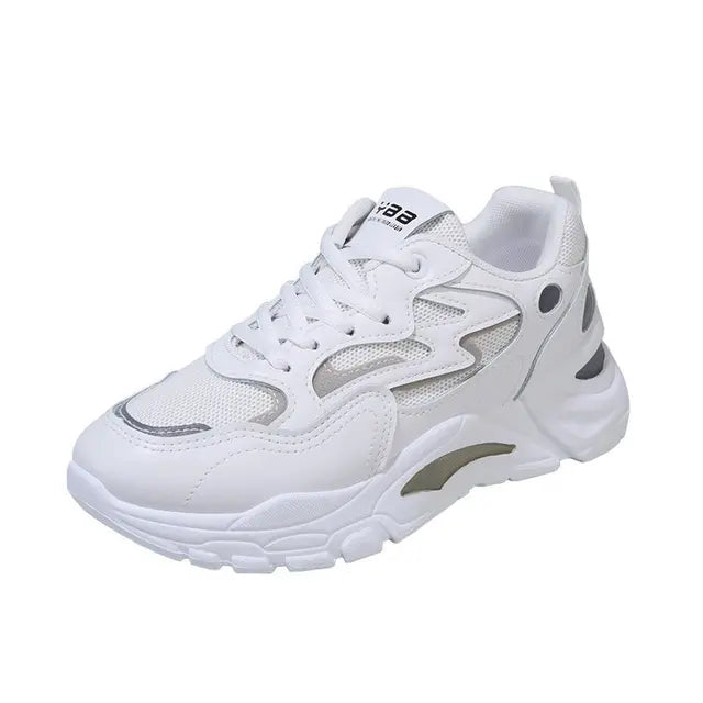 Women's Chunky Platform Sneakers | Breathable Mesh, Lace-Up