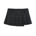 Women's Plaid Pleated Mini Skirt | Denim, Black & Gray or Gray - Gray