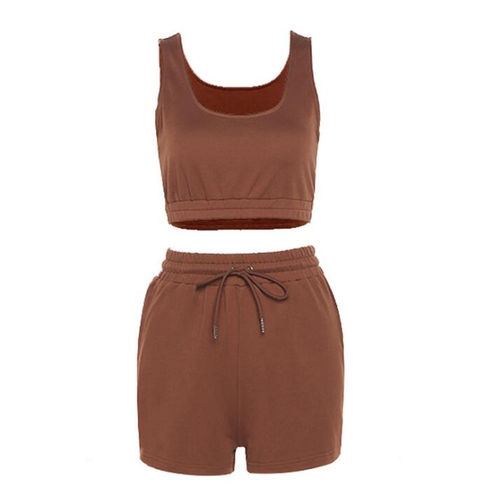 Women's Crop Top & Drawstring Shorts Set | Two-Piece Athleisure Outfit