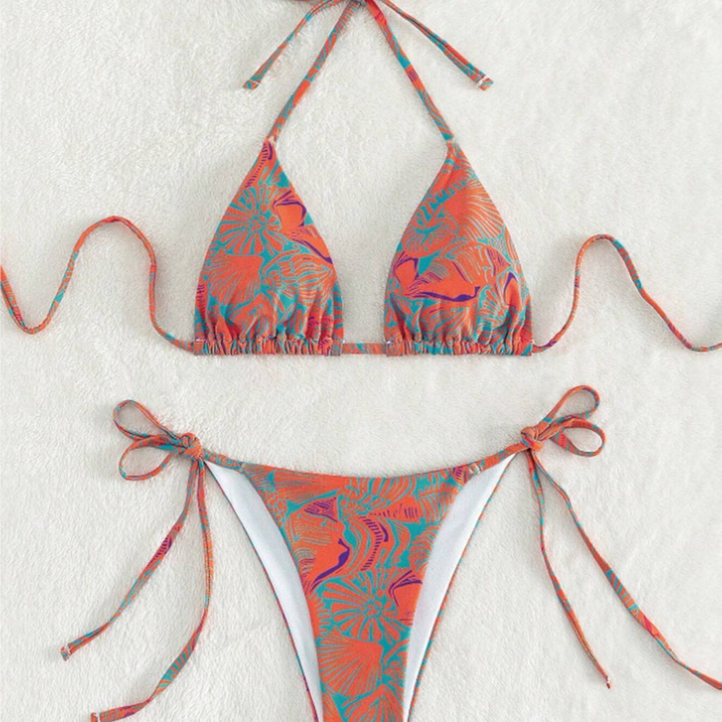 Women's Floral Two-Piece Swimsuit | Padded Soft Cups, 5 Colors - Yellow Pink Flower
