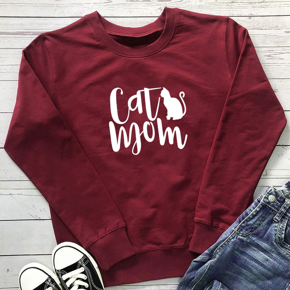 "Cat Mom" Graphic Hoodie for Women | Cotton, Loose Fit