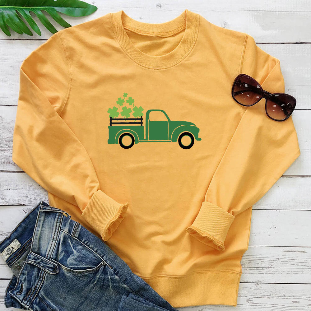 Clover Truck Graphic Hoodie for Women | Cotton, Loose Fit
