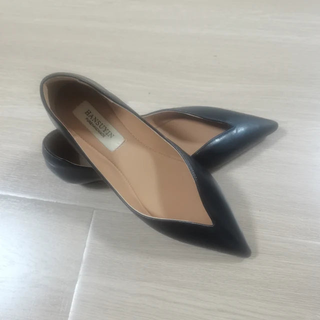 Women's Sheepskin Pointed Toe Low Heels | French Style, 5 Colors