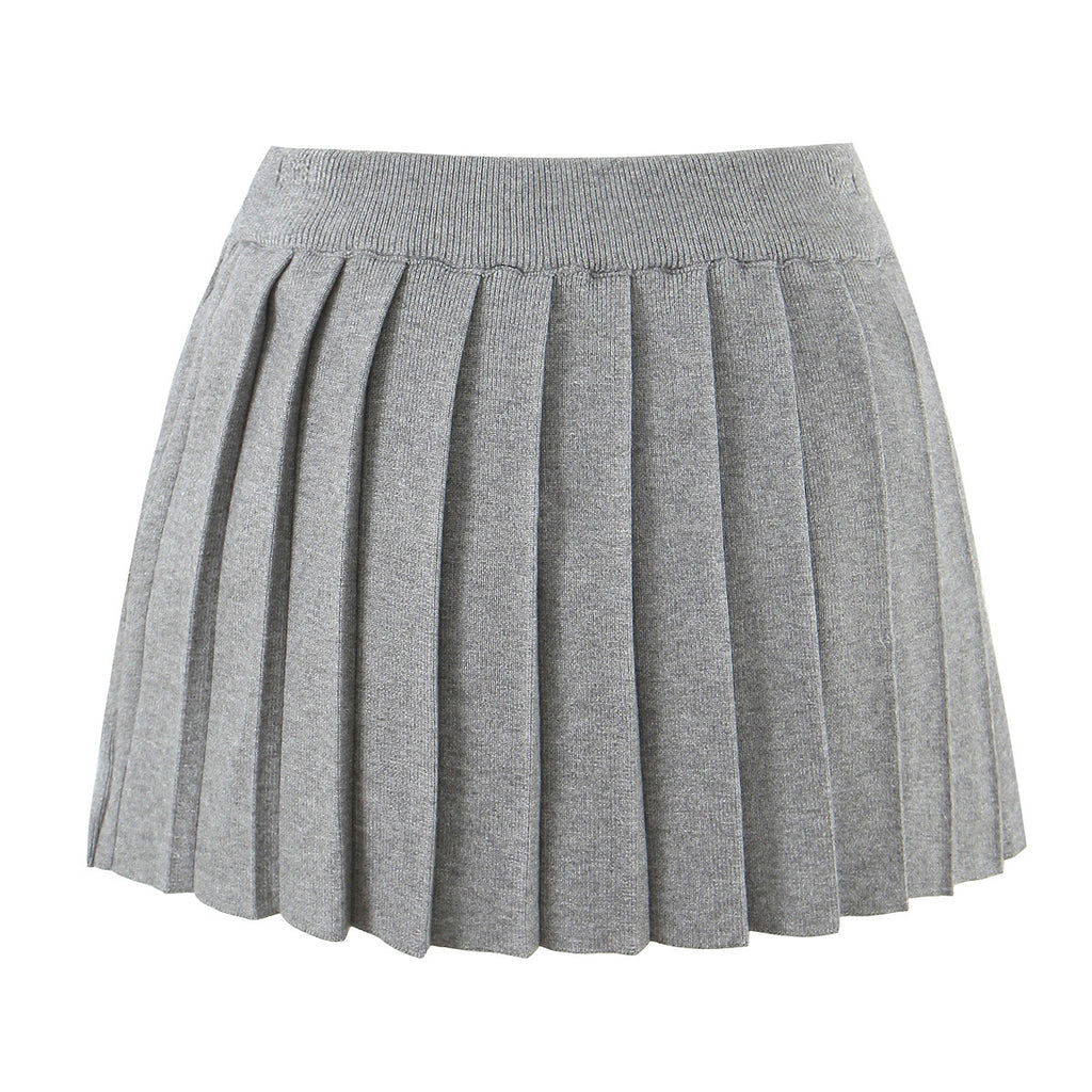 Women's Pleated Knit Short Skirt | Black, Gray or Yellow