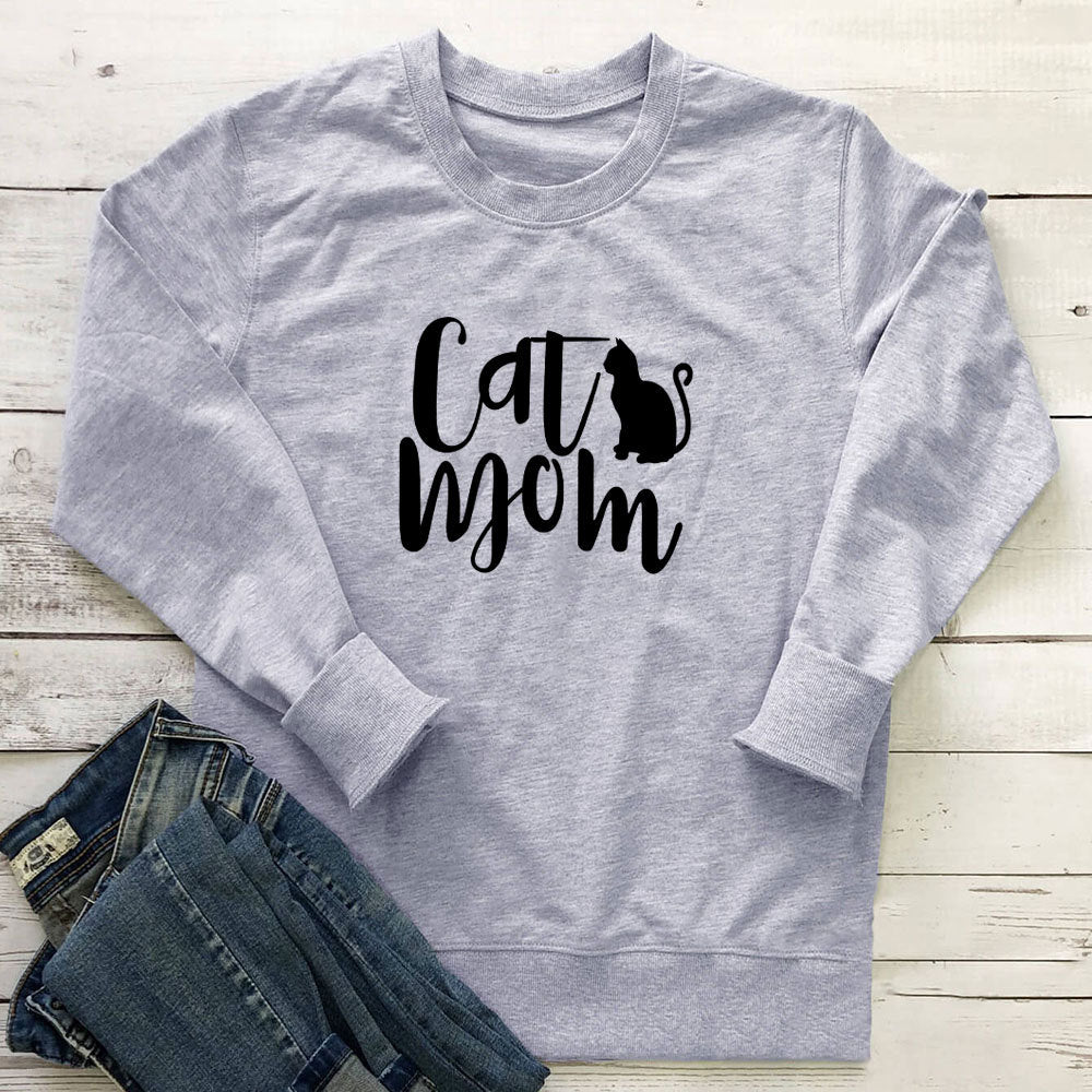 "Cat Mom" Graphic Hoodie for Women | Cotton, Loose Fit