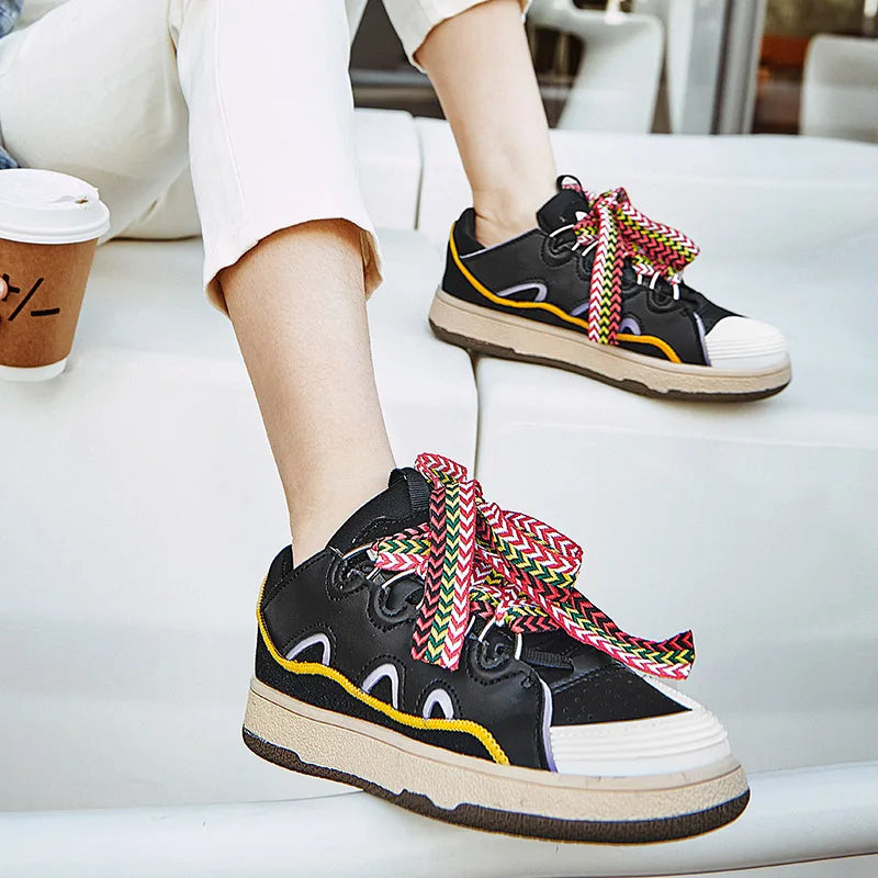 Women's Cow Suede Platform Sneakers | Leopard & 3 Colors