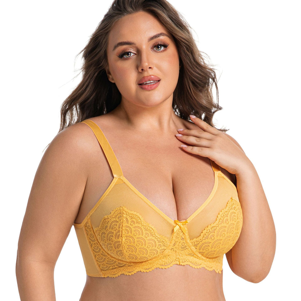 Women's Floral Lace Mesh Bra | Hook & Eye Closure, 4 Colors - Black