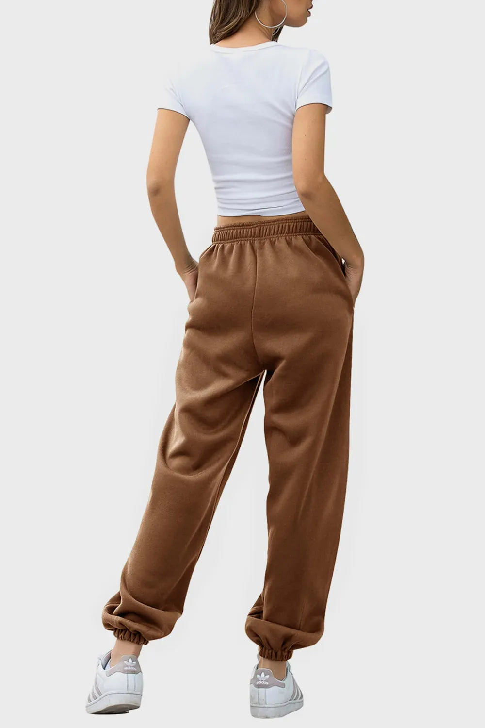 Women's High-Waist Drawstring Joggers | Pockets, Black/Gray/Tan