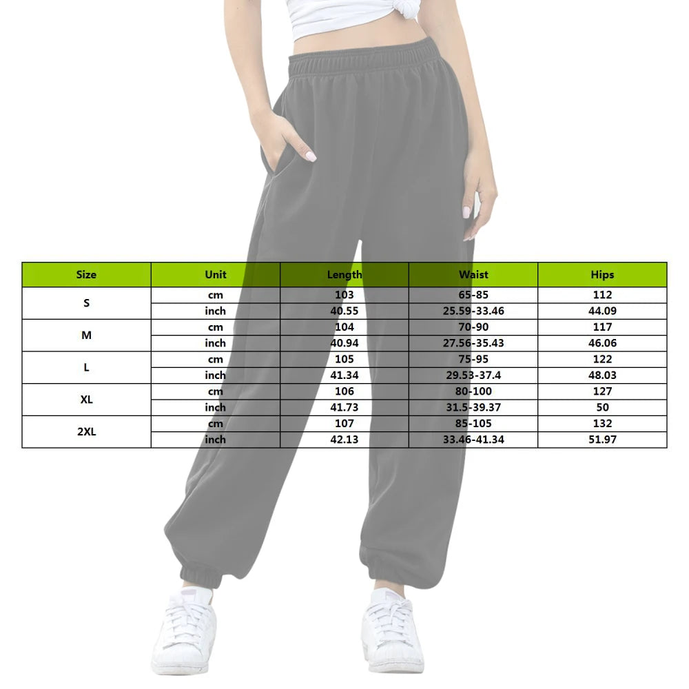 Women's High Waist Wide Leg Sweatpants | Loose Joggers, Plus Size - Black