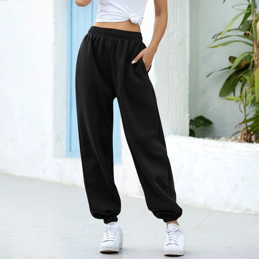 Women's High Waist Wide Leg Sweatpants | Loose Joggers, Plus Size - Gray