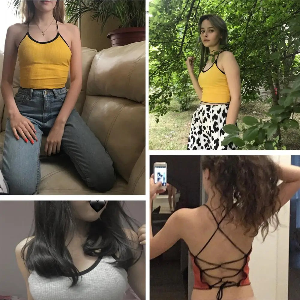 Women's Halter Backless Bandage Crop Top | Padded, One Size