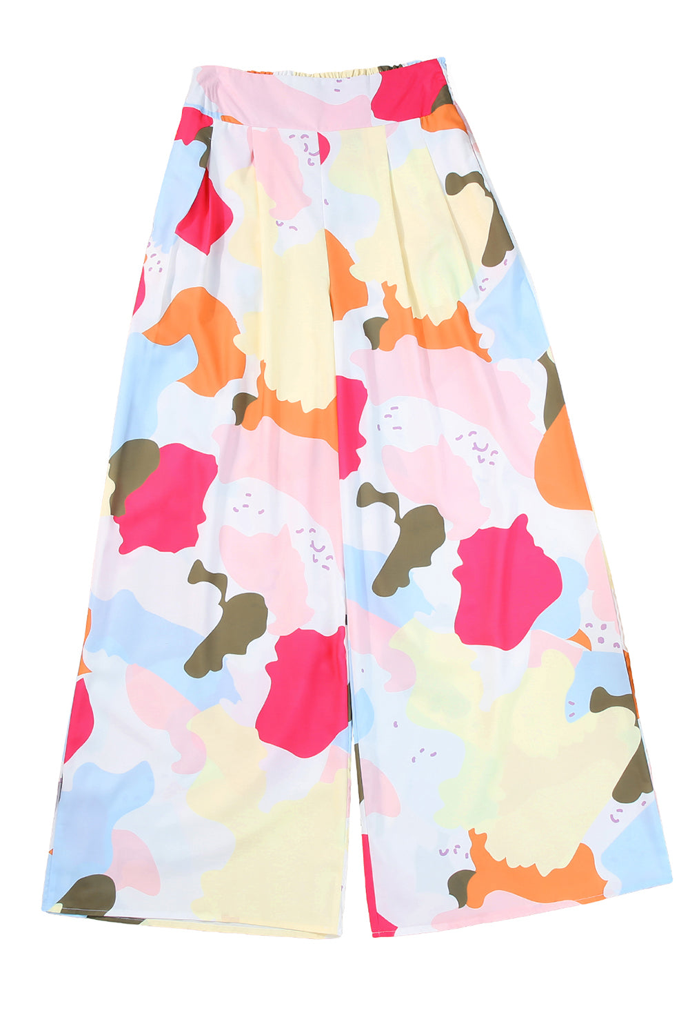 Women's Multicolor Print Flowy Wide-Leg Pants