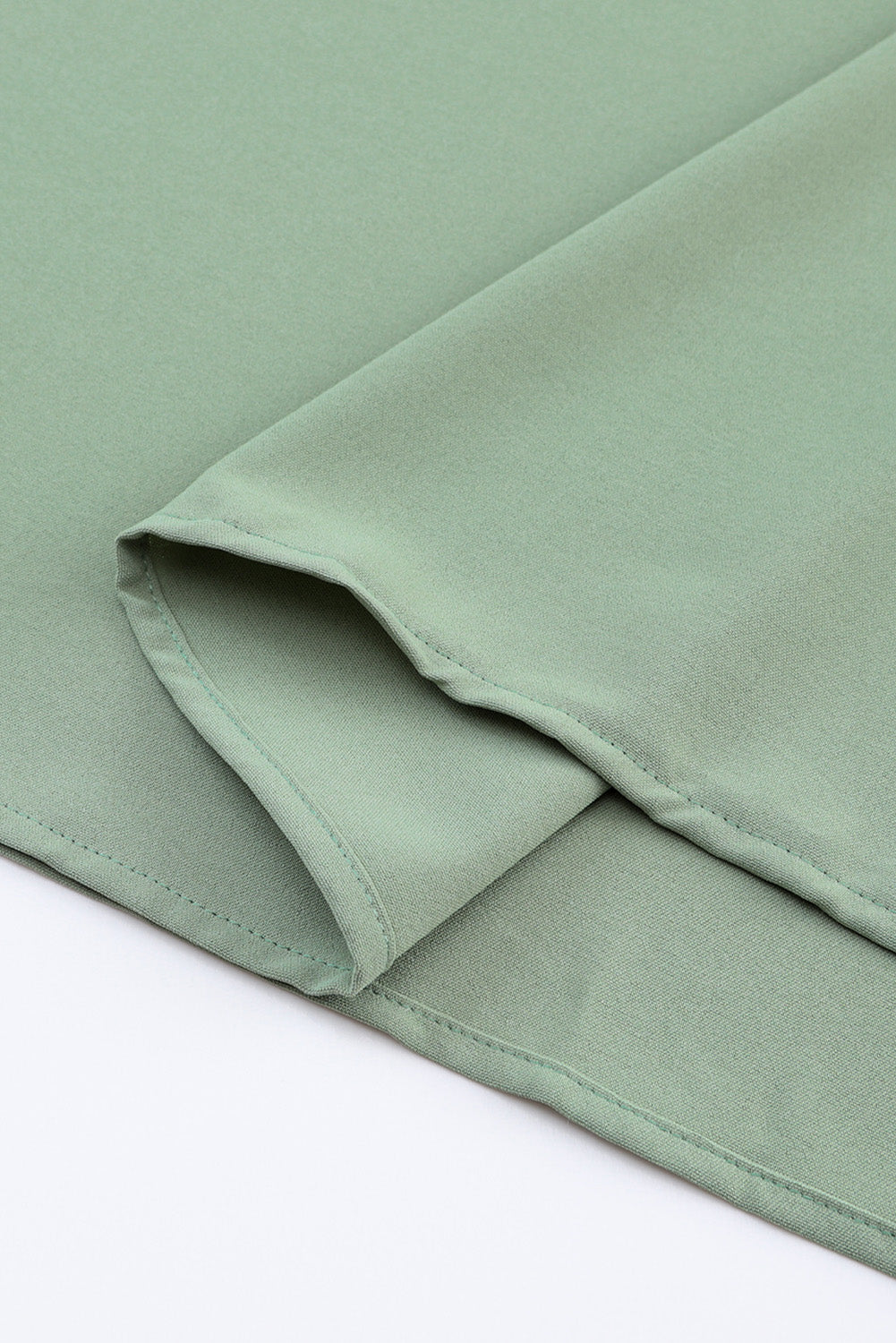 Women's Green Roll-Tab Sleeve Dress | Notched V-Neck, Flowy