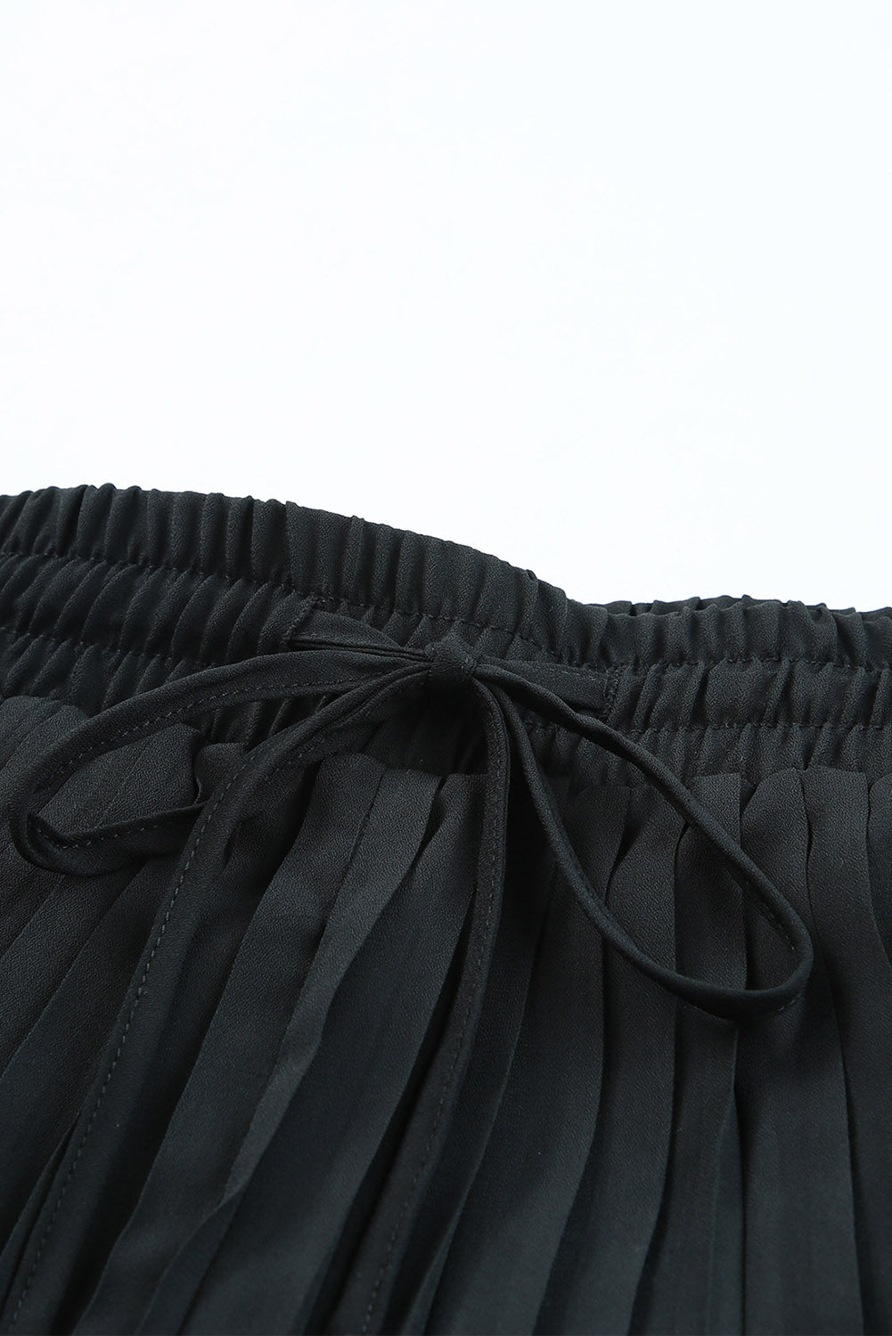 Women's Black Pleated Drawstring Shorts | Flowy Summer Shorts