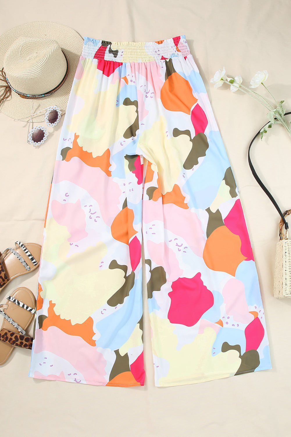 Women's Multicolor Print Flowy Wide-Leg Pants