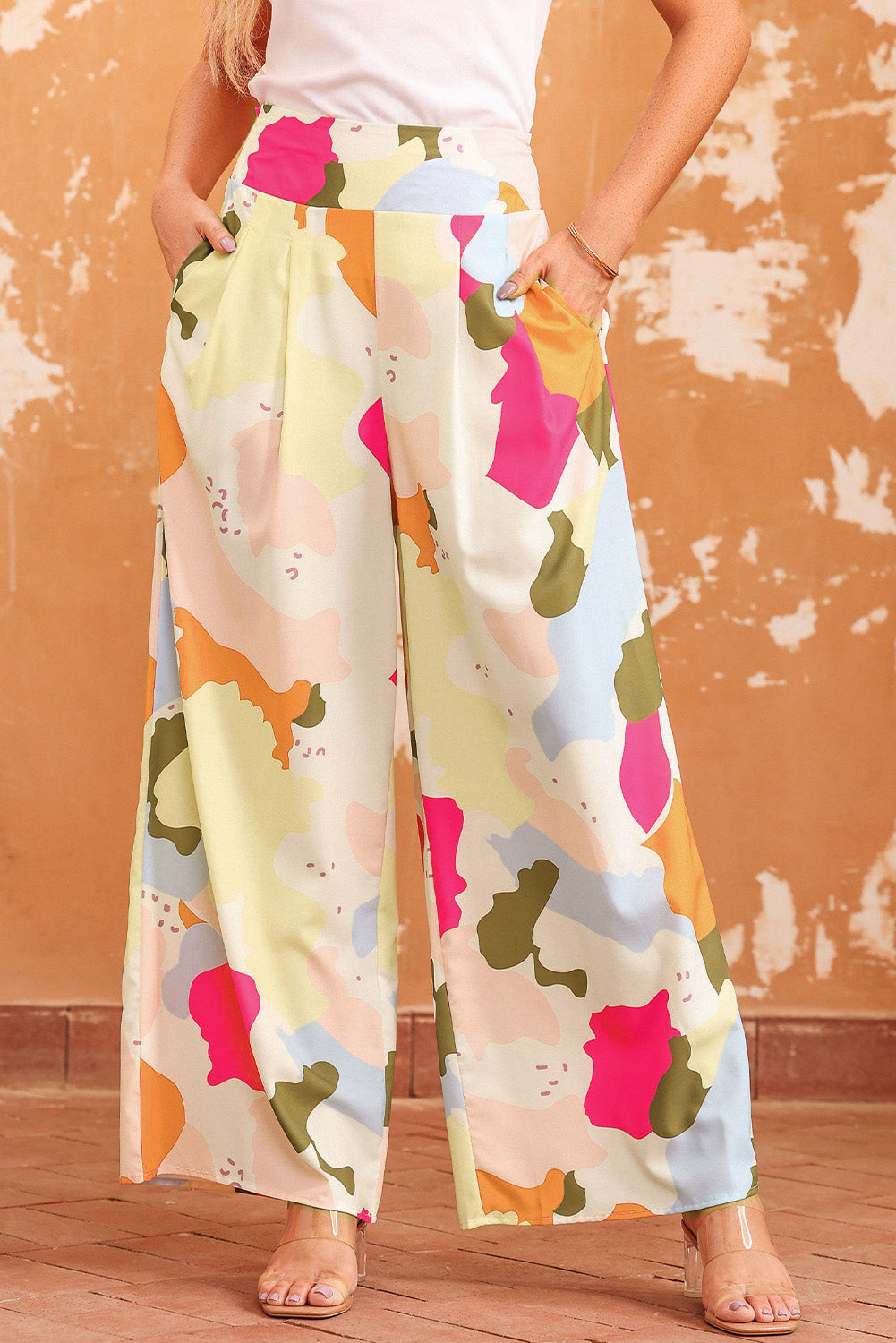Women's Multicolor Print Flowy Wide-Leg Pants