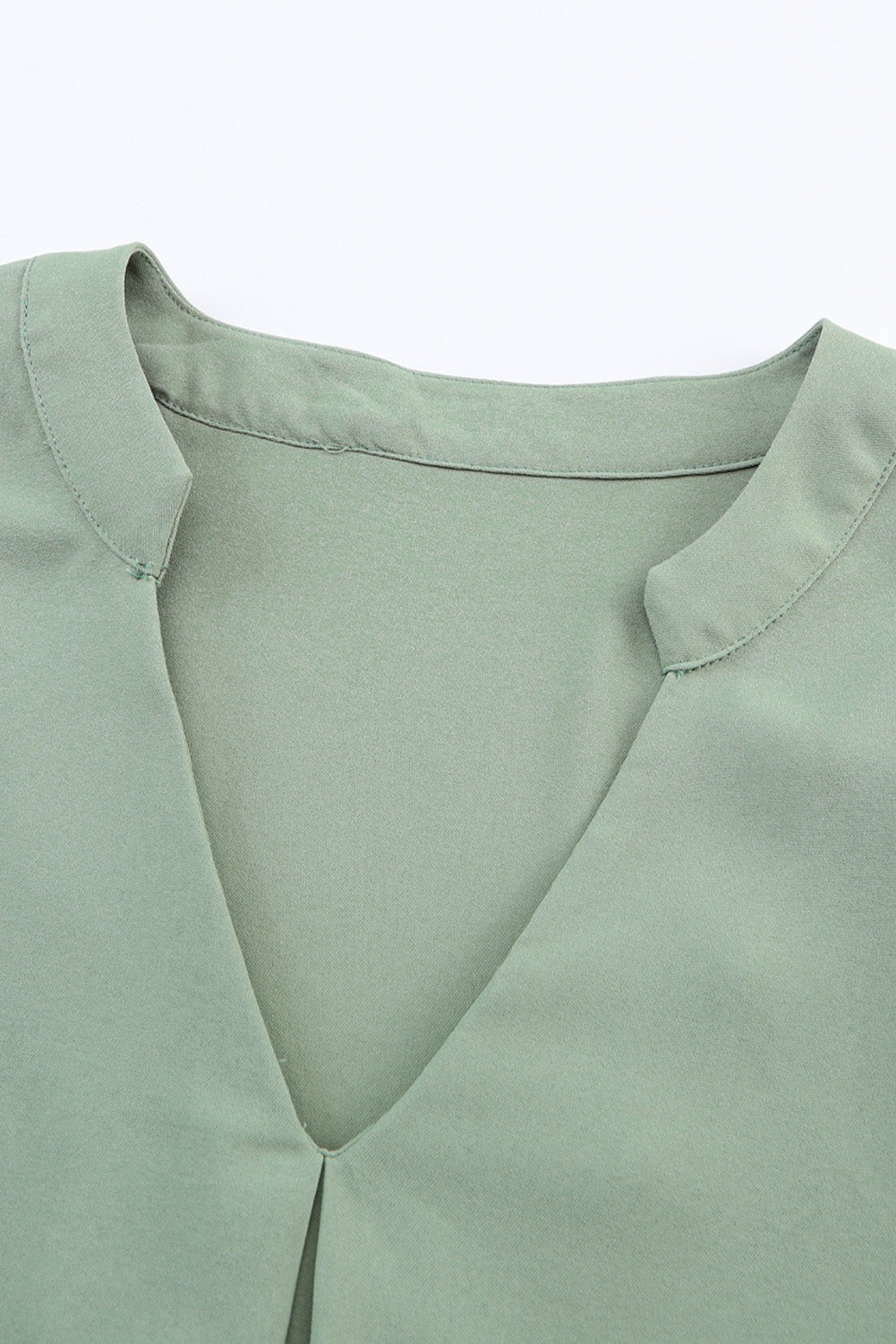 Women's Green Roll-Tab Sleeve Dress | Notched V-Neck, Flowy