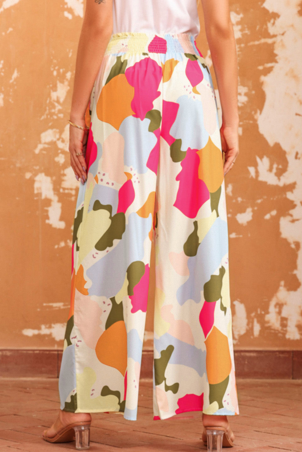 Women's Multicolor Print Flowy Wide-Leg Pants